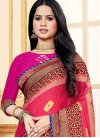Faux Chiffon Maroon and Rose Pink Traditional Designer Saree For Casual - 1