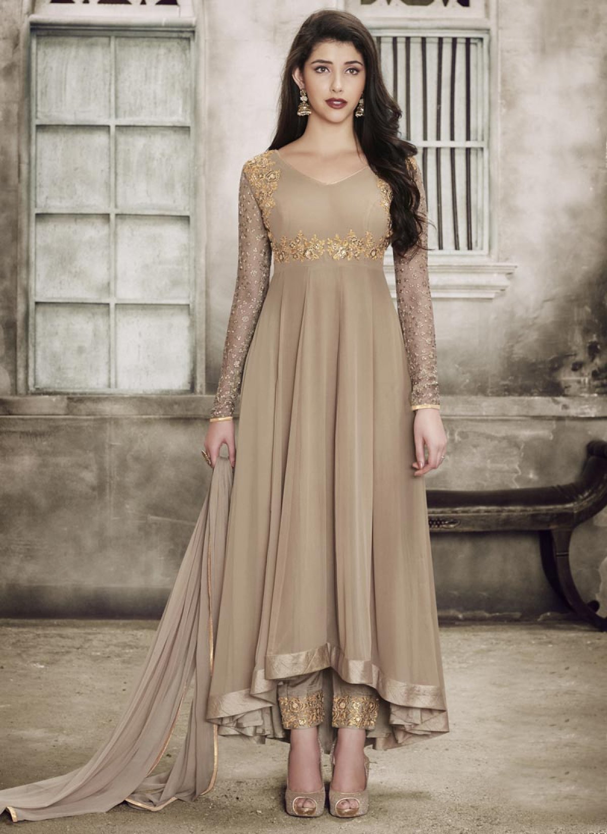 Buy Beige Split Embroidered Asymmetrical Anarkali Set For Women by Nikasha Online at Aza Fashions. Buy Beige Split Embroidered Asymmetrical Anarkali Set For Women by Nikasha Online at Aza Fashions.