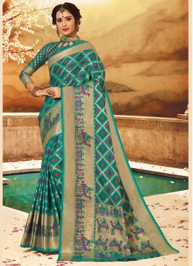 Spectacular Weaving Sea Green Art Silk Traditional Designer Saree