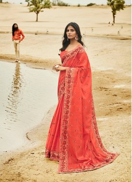 Sterling Art Silk Embroidered Salmon Traditional Saree
