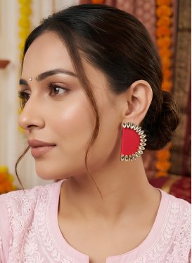 Stone Work Gold Rodium Polish Alloy Earrings For Party