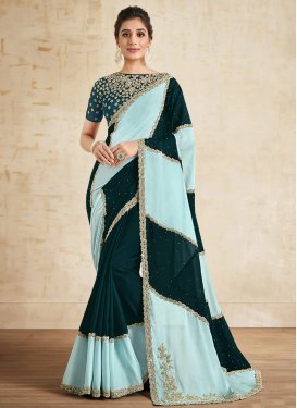 Stone Work Silk Georgette Contemporary Style Saree For Ceremonial