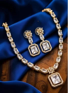 Stone Work White Gold Rodium Polish Necklace Set