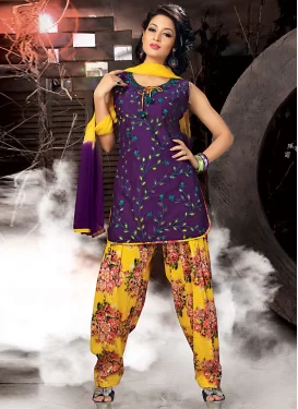 Stylish Purple And Gold Readymade Salwar Suit