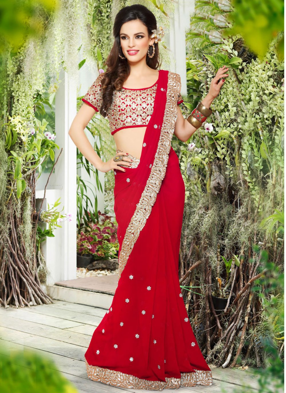 Red Colour Soft Organza Party Wear Saree | The Fanso