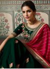 Bottle Green and Red Half N Half Saree - 1