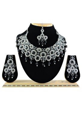 Sumptuous Alloy Black and Silver Color Necklace Set For Festival