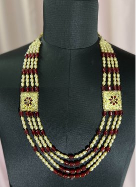 Sumptuous Beads Work Alloy Gold Rodium Polish Necklace For Festival