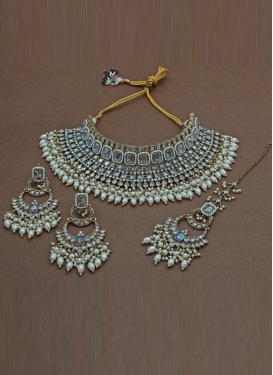 Sumptuous Gold Rodium Polish Beads Work Necklace Set for Festival