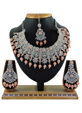 Sumptuous Silver Rodium Polish Beads Work Alloy Necklace Set