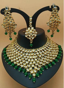 Superb Alloy Gold Rodium Polish Necklace Set For Ceremonial
