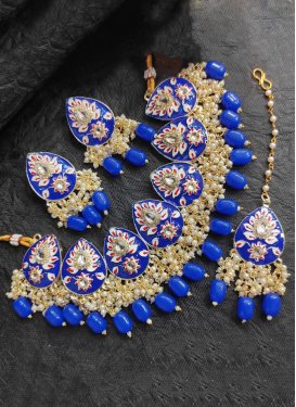 Superb Beads Work Alloy Gold Rodium Polish Necklace Set For Festival