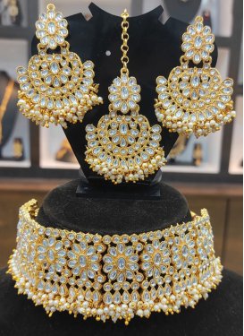 Superb Gold Rodium Polish Beads Work Alloy Necklace Set For Festival