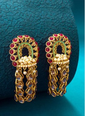 Superb Gold Rodium Polish Gold and Red Earrings