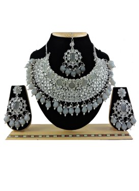 Superb Kundan Work Silver Rodium Polish Necklace Set