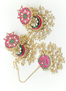 Superb Off White and Rose Pink Earrings Set For Ceremonial