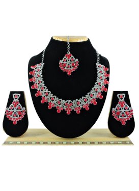 Superb Red and Silver Color Alloy Necklace Set