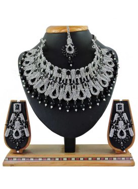 Superb Silver Rodium Polish Beads Work Alloy Necklace Set