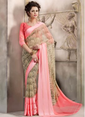 Surpassing Salmon And Beige Color Casual Saree