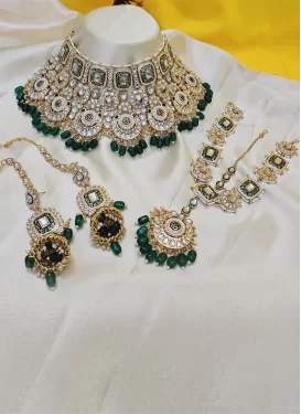 Swanky Beads Work Gold Rodium Polish Alloy Bridal Jewelry For Bridal