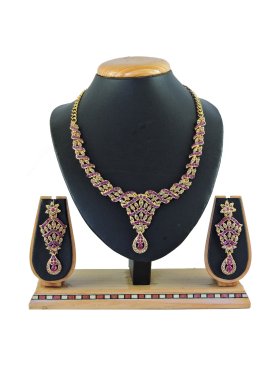 Swanky Gold and Purple Alloy Necklace Set