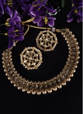 Swanky Gold Rodium Polish Beads Work Alloy Necklace Set
