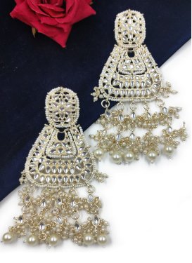 Swanky Gold Rodium Polish Beads Work Earrings For Ceremonial
