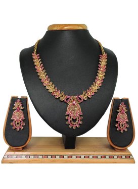 Swanky Gold Rodium Polish Gold and Hot Pink Necklace Set