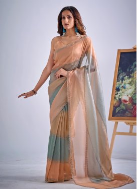 Swarovski Work Trendy Saree For Ceremonial in Multi Colour