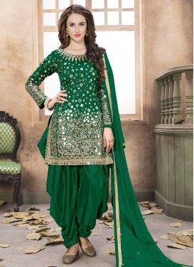 Tafeta Silk Designer Semi Patiala Salwar Suit