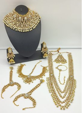 Talismanic Beads Work Gold and White Bridal Jewelry