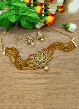 Talismanic Gold Rodium Polish Beads Work Alloy Necklace Set