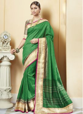 Talismanic Green Color Lace Work Party Wear Saree
