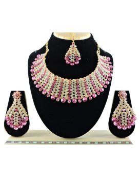 Talismanic Stone Work Alloy Necklace Set For Ceremonial