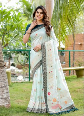 Teal and Turquoise Designer Contemporary Style Saree