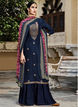 Thread Work Palazzo Style Pakistani Salwar Suit
