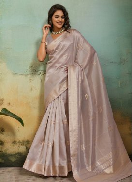 Tissue Classic Saree with Woven Work for Women in Beige