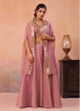 Tissue Palazzo Suit with Cutdana Work in Pink for Festival