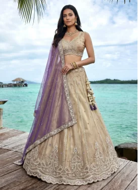 Tissue Trendy Lehenga Choli in Cream with Embroidered Work for Festival
