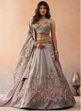 Tissue Trendy Lehenga Choli with Embroidered Work for Festival in Beige