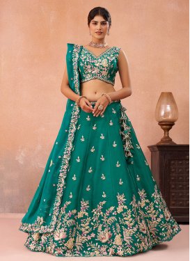 Tissue Trendy Lehenga Choli with Embroidered Work in Green