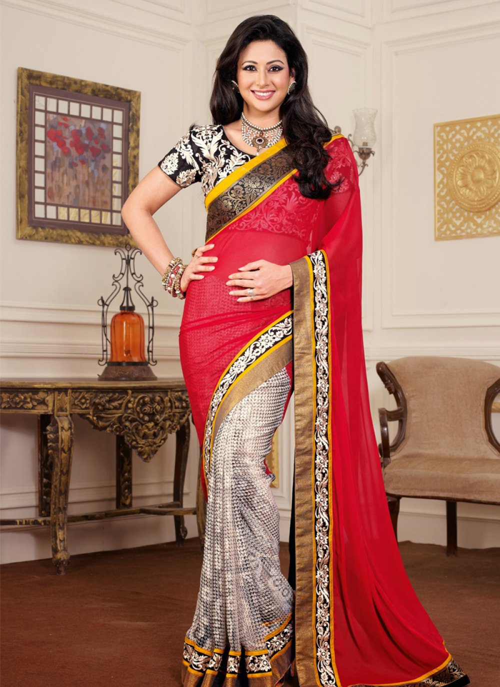 Pure Gaji Silk Bandhani Ghatchola Gotapatti Work Saree with blouse, OR –  Priyaz Gallery