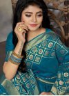 Traditional Saree Weaving Art Silk in Teal - 1