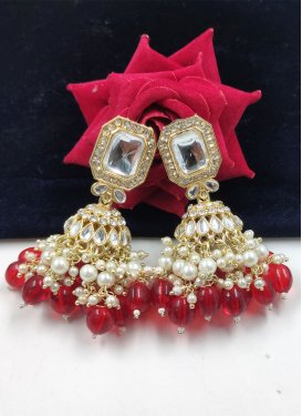 Trendy Alloy Beads Work Gold Rodium Polish Earrings