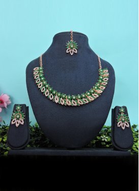 Trendy Alloy Gold Rodium Polish Necklace Set For Ceremonial