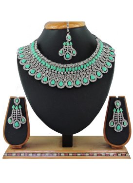 Trendy Alloy Silver Rodium Polish Necklace Set For Party