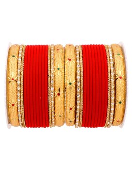 Trendy Gold and Red Kada Bangles For Festival