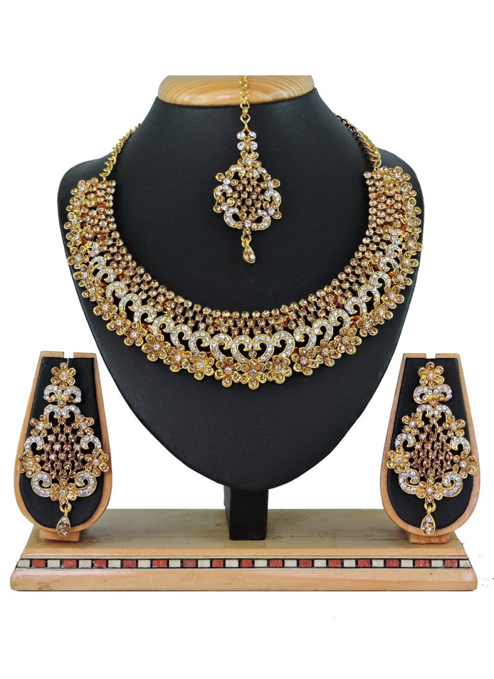 Trendy Gold and White Gold Rodium Polish Necklace Set