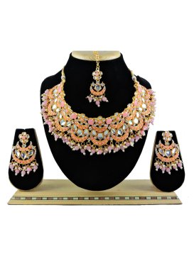 Trendy Gold Rodium Polish Alloy Necklace Set For Party