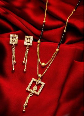 Trendy Gold Rodium Polish Beads Work Mangalsutra Set For Ceremonial